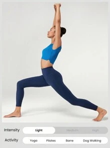 GLOWMODE FeatherFit™ Just Do U-Back 短袖割裂裾短款背心，低衝擊瑜珈日常穿著 - Blue Power - 查看 6