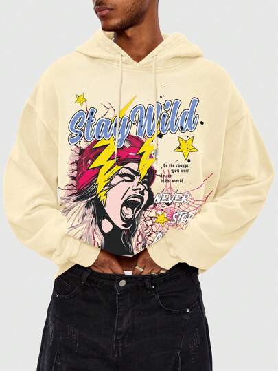 Street Life Men's High Street Vintage Hoodie, Suitable For Daily Casual Wear In Autumn And Winter, School