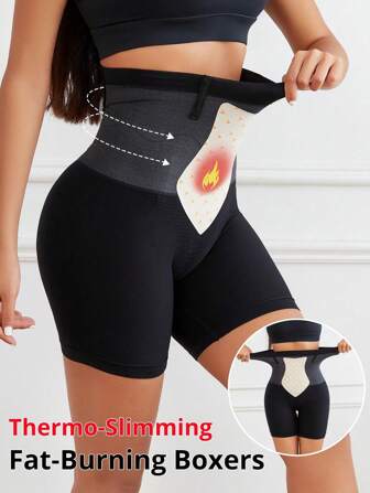 FLARIXA High-Waist, Warm, Thermal, Tummy Control, Butt Lifting, Body Shaping, Square Cut Underwear, 1pc Black