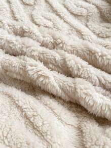 Dreamara Plus Size Women's Hooded Sweater, White Cable Knit Fleece, Adjustable Drawstring Hem, Long Sleeve Warm Pullover For Autumn & Winter