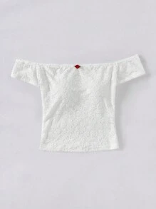 Forever 21 Áo Jacquard lệch vai màu trơn thường ngày mùa hè trang bị đi chơi hàng đầu - trắng - Xem 8