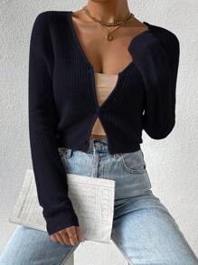 SHEIN Essnce Shein Essnce Women Rainbow Wool Button-Down Cardigan Teacher Casual Gradient Color Women's Cardigan