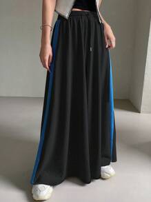 FRIFUL Women Casual Loose Fit Color Block Wide Leg Pants