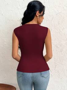 Firerie Camiseta de corte ajustado con mangas de obispo de unicolor elegante y simple para uso diario, vacaciones, fiestas y exteriores para mujeres