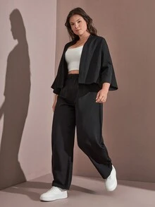 RueChic Plus Women Cozy Two Pieces Sets - Black - View 3