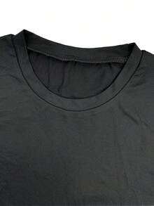 Women Fitted Solid Color Short Sleeve Casual Shorts Set - Dark Grey - View 5