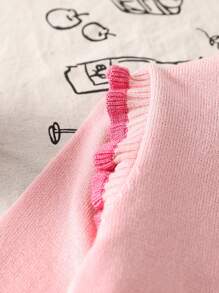 SHEIN Vintaside Kids Baby Girl Handmade Floral Knitted Sweater Set, Autumn & Winter - Baby Pink - View 6