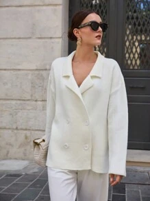 SHEIN Cottnline Knitwear Cardigan Jacket - Beige - View 3