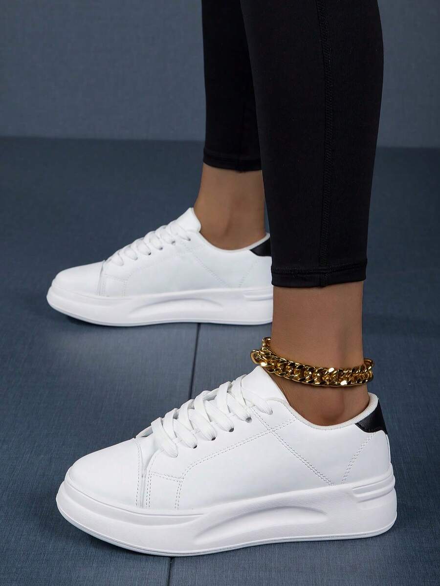 New Fashion Couples' Breathable And Comfortable Casual Sports Shoes For Women, With Thick Sole - White - View 1