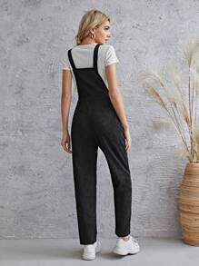SHEIN LUNE Áo liền quần Dây kéo màu trơn Giải trí - màu đen - Xem 2