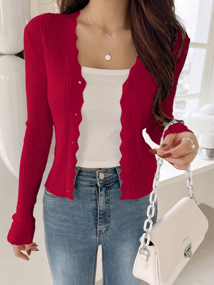 Women's Spring And Autumn Solid Color Long Sleeve Single Breasted Short Casual Cardigan,Fall Women Clothes