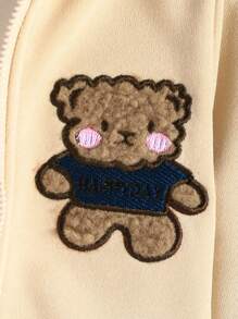 Baby Girls' Cute Bear Embroidery Zip-Up Jacket, Spring Autumn