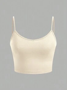 SHEIN EZwear 3件套黑色、白色、杏色紧身露脐休闲吊带背心，适合夏季穿着 - 彩色 - 查看 10