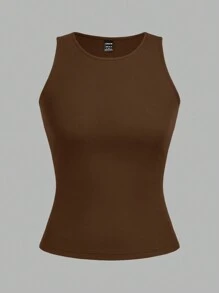 Comfortcana 2pcs/Set Plus Size Women Solid Color Round Neck Camisole - Multicolor - View 3