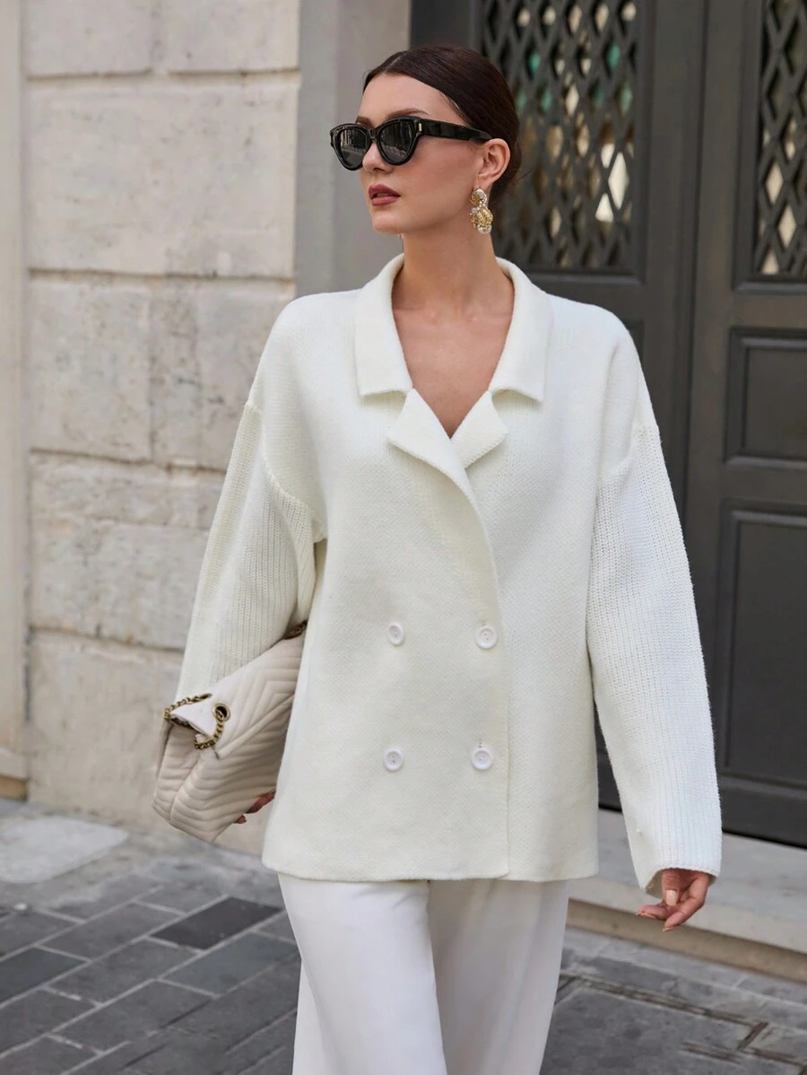 SHEIN Cottnline Knitwear Cardigan Jacket - Beige - View 1