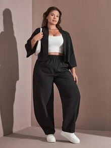 RueChic Plus Women Cozy Two Pieces Sets - Black - View 5