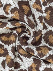 SHEIN Clasi Women Leopard Print Long Sleeve Sweater Dress - Camel - View 7