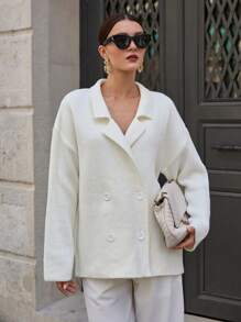 SHEIN Cottnline Knitwear Cardigan Jacket - Beige - View 6