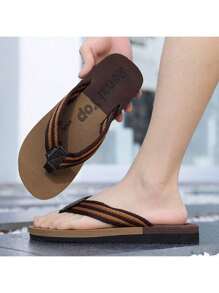 Chanclas para hombre, sandalias de playa y ducha, uso casual antideslizante, moda personalizada para uso en exteriores - Marrón - Ver 3