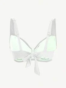 SHEIN DD+ Top de bikini de unicolor y estilo simple para mujer - Blanco - Ver 2