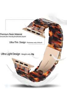 1 件经典玳瑁树脂雕刻可拆卸表带，专业兼容 Apple Watch Ultra/SE 9/8/7/6/5/4/3/2/1，尺寸 38/40/41/42/44/45/49 毫米，42/46 毫米适用于 S10，可根据手腕调节表带尺寸 - 彩色 - 查看 6