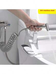 1 Set Handheld Bidet Sprayer Set 304 Stainless Steel Spray Gun Shower Handheld Toilet Bidet Faucet Sprayer Shower Nozzle Self Cleaning - Multicolor - View 4