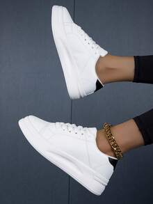 New Fashion Couples' Breathable And Comfortable Casual Sports Shoes For Women, With Thick Sole - White - View 4