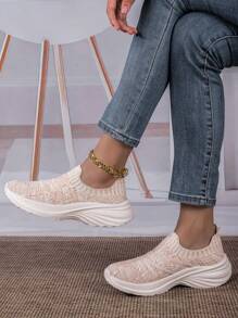 Nova moda feminina leve confortável casual deslizamento em tênis esportivos