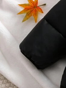 女婴保暖连帽衫和围兜裤连体服套装，黑色，适合秋冬季户外活动、滑雪 - 黑色 - 查看 5