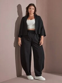 RueChic Plus Women Cozy Two Pieces Sets - Black - View 4