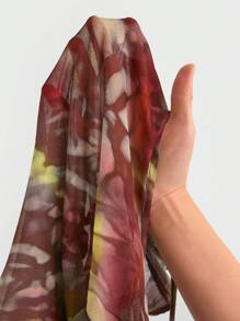 Hauture Conjunto de dos piezas con blusa de estampado abstracto y falda larga envolvente con abertura - Multicolor - Ver 5