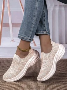 Nova moda feminina leve confortável casual deslizamento em tênis esportivos