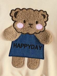 Baby Girls' Cute Bear Embroidery Zip-Up Jacket, Spring Autumn