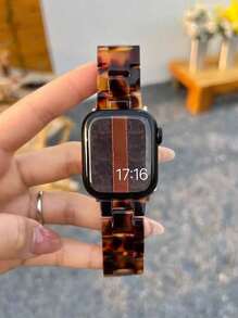 1 件经典玳瑁树脂雕刻可拆卸表带，专业兼容 Apple Watch Ultra/SE 9/8/7/6/5/4/3/2/1，尺寸 38/40/41/42/44/45/49 毫米，42/46 毫米适用于 S10，可根据手腕调节表带尺寸 - 彩色 - 查看 3