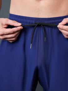 Gym Rark Boyfriend Style Men's Solid Color Minimalistic Casual Workout Shorts Sweat Pants - Blue - View 8