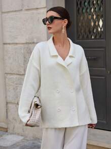 SHEIN Cottnline Knitwear Cardigan Jacket - Beige - View 5