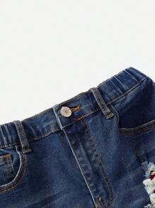 SHEIN Tween Boy 基本款休闲复古洗水拼色牛仔裤