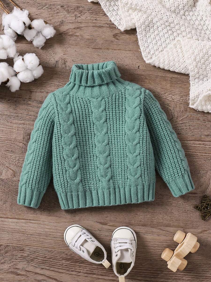 男婴秋冬针织高领毛衣，新品上市。绿色配色方案展现清新可爱的童真风格。采用柔软舒适的面料制成，适合娇嫩的婴儿皮肤，让宝宝保持温暖舒适。蓬松的彩色圆点纱线柔软舒适，保暖性强。适合家庭聚会、郊游、亲子时光和圣诞派对。 - 綠色 - 查看 1