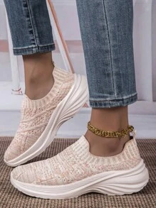 Nova moda feminina leve confortável casual deslizamento em tênis esportivos