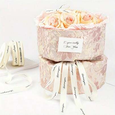 1 卷，40 码优质缎带，玫瑰花朵图案丝带，适用于烘焙、DIY 礼品包装、婚礼、邀请函、花束、家居装饰、派对装饰、节日装饰