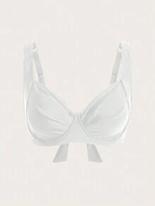 SHEIN DD+ Top de bikini de unicolor y estilo simple para mujer - Blanco - Ver 4