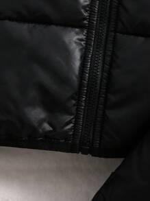 女婴保暖连帽衫和围兜裤连体服套装，黑色，适合秋冬季户外活动、滑雪 - 黑色 - 查看 3
