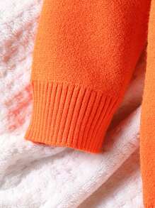 Pelele con mangas largas con aplicación de conejito de calabaza para niñas bebés, lindo diseño de calabaza naranja para fiesta de Halloween - Naranja - Ver 5