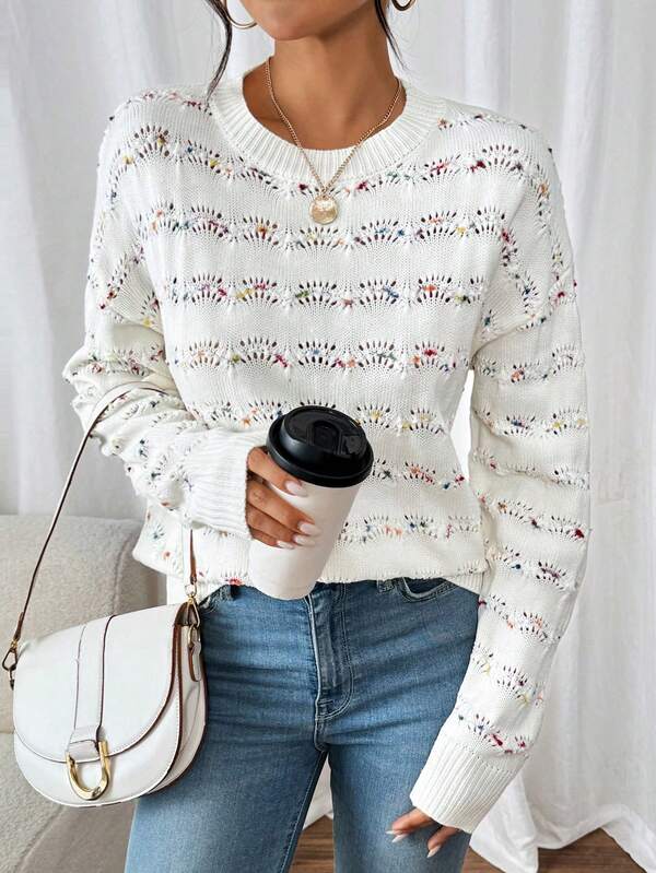 Fashionable Slouchy Knitted Sweater Top, Loose Fit, Vintage Style, Casual Pullover