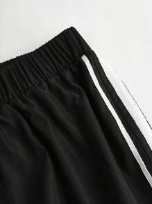 SHEIN Girlism 2 件装少女白色英式印花保暖内衬宽松连帽衫和加长裤套装，加厚 - 杏色 - 查看 7