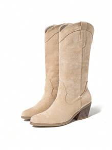 Styleloop Women's Mid-Calf Boots, Boho Style, Retro American, Bohemian, Western, Music Festival, Party, Christmas, Halloween Outfit - Brown - View 4