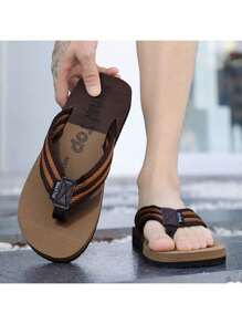 Chanclas para hombre, sandalias de playa y ducha, uso casual antideslizante, moda personalizada para uso en exteriores - Marrón - Ver 5