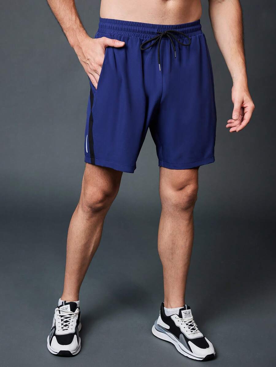 Gym Rark Boyfriend Style Men's Solid Color Minimalistic Casual Workout Shorts Sweat Pants - Blue - View 1