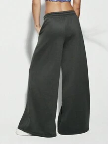 SUMWON WOMEN 基本款阔腿慢跑裤家居服抽绳腰部舒适休闲裤带口袋运动休闲裤