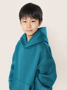 SUMWON 带袋鼠口袋的套头运动衫连帽衫青年运动休闲舒适秋冬外套分层运动服 - 綠色 - 查看 3